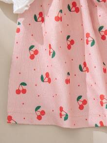 Souflis Souflis French Retro Autumn/Winter Basic White Long Sleeve T-Shirt Paired With Cute Cherry Print Suspender Skirt, Suitable For Outings, School, Play And Various Occasions, Baby/Toddler Girl Set - Multicolor - View 11