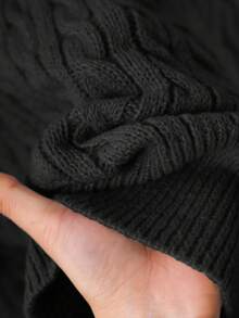CosyJoli 大码女款灰色麻花针织毛衣 有领毛衣 女士毛衣 灰色毛衣 粗针织毛衣 有领毛衣 秋冬可爱毛衣 - 黑色 - 查看 6