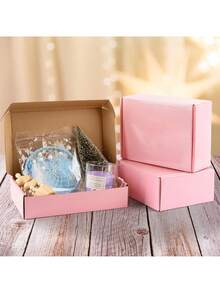 SHEIN 10 piezas Cajas de embalaje de papel corrugado extra duro de 3 capas color rosa, Tamaño: 5,12 x 3,15 x 1 pulgada 10 piezas 5,12 x 3,15 x 1 pulgada Pequeñas cajas de envío por correo, Cajas de cartón corrugado pequeñas para empacar negocios, artesanías, festivales, regalos de Navidad (Rosa)