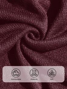 Auralis Damen Pullover in Große Größen, Mode für Herbst und Winter, lässig, locker, bequem, vielseitig, schlank, locker, langärmelig, rot, Herbst, Winter, Grundpullover, Herbst Top, Burgund - Bordeaux - Übersicht 8