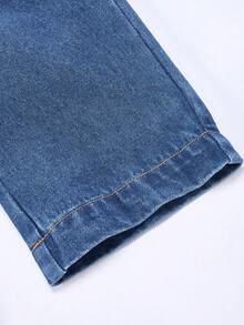 Baby Mädchen Jeans-Latzhose, lässig weite Passform mit verstellbarer Taille, Latz-Hose mit süßer Schleifenstickerei, weiches Baumwoll-Denim-Material, geeignet für Frühling, Sommer, Herbst, Winter