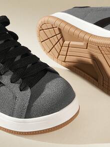 CUCCOO EASI 女士圆头平底休闲运动鞋，舒适仿麂皮休闲运动鞋，适合日常室内外活动 - 深灰色 - 查看 9