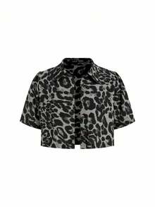 SHEIN Clasi 2件套女士豹纹连衣裙和衬衫套装 - 灰色 - 查看 3