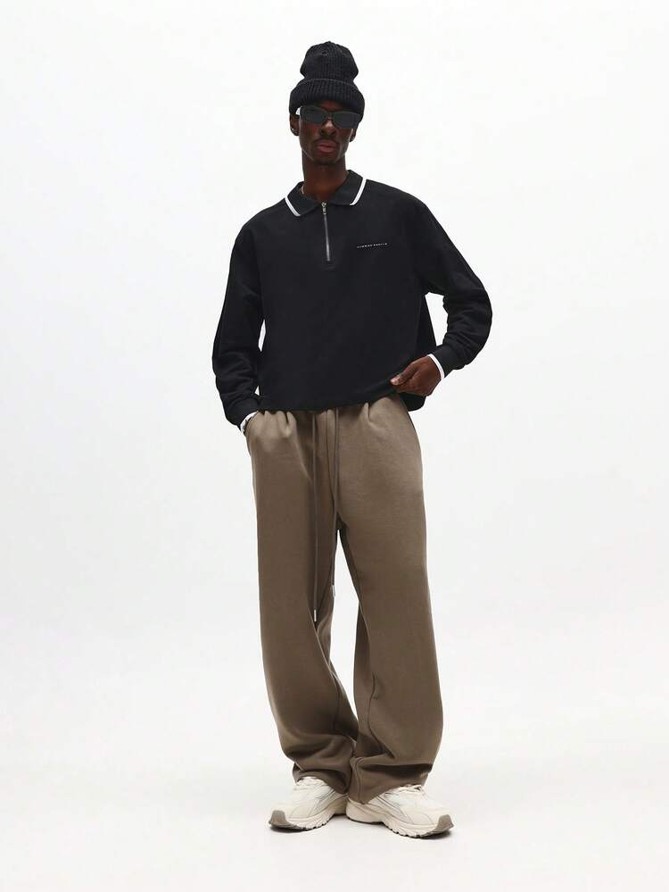 Regular Fit Long Sleeve Polo With Quarter Zip