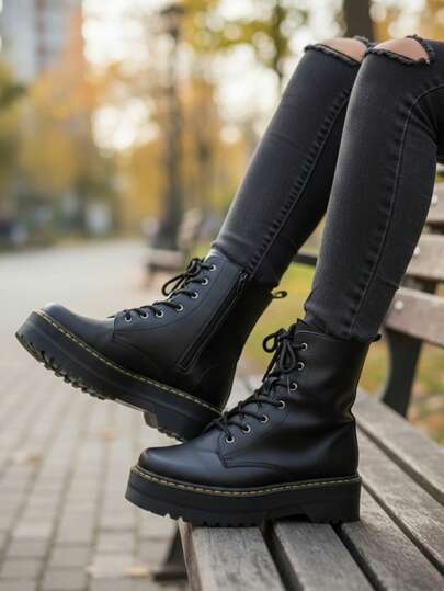 Botas tipo combat de plataforma