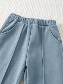 Cozy Pixies Bộ 2 món/Bộ áo nỉ cổ tròn tay dài phong cách cổ điển thường ngày cho bé trai kèm quần cạp chun, trang phục 2 món - Màu xanh lam - Xem 7