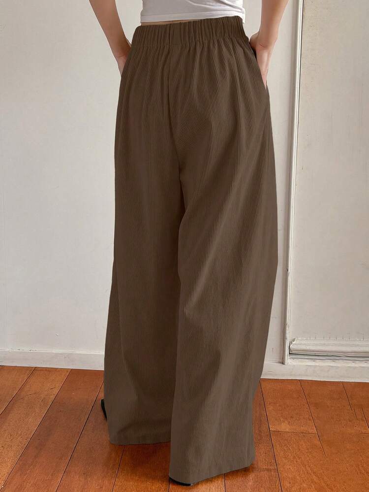 Women's Loose Pocket Wide Leg Corduroy Pants