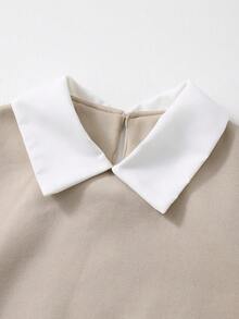 SHEIN 女童两件套撞色领运动衫和迷你裙套装