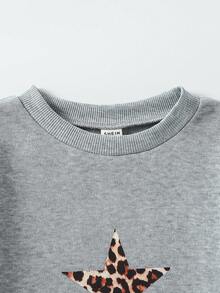 Elladie kids 2pcs/Set Girls Korean Style Casual Gray Sweatshirt With Ribbon Bow & Skinny Pants