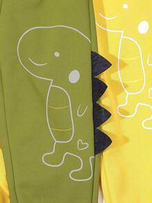 SHEIN 3 条装男童休闲运动学院风恐龙印花运动裤，适合日常穿着、上学、旅行、运动、春秋、度假、假日、放松、日光浴、夏季