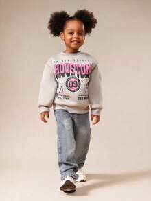 SUMWON Houston Vereinigte Staaten bedruckter Pullover für Kinder mit Rundhalsausschnitt, Langarm, lässiger Pullover - Grau - Übersicht 5