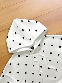 Resyla 女式连帽抽绳长袖落肩波点宽松休闲套头衫 - 彩色 - 查看 3