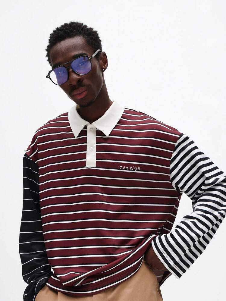 Boxy Fit Blocking Rugby Polo Shirt