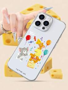 TOM & JERRY X SHEIN 1 Ốp lưng điện thoại in hình chú chuột Jerry và mèo Tom, trong suốt, chống sốc, thời trang, tương thích với iPhone - Trong sáng - Xem 3