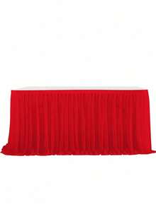 1 tấm vải phủ bàn bằng polyester, thích hợp cho bàn hình chữ nhật, khăn trải bàn nhún bèo chống nhăn và dễ vệ sinh, lý tưởng cho bàn bánh sinh nhật, tiệc chiêu đãi, đám cưới, tiệc chia tay cuộc sống độc thân và nhiều lễ kỷ niệm tiệc tùng khác - Nhiều màu - Xem 25