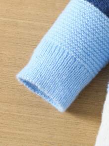 SHEIN 新生儿撞色可爱熊毛衣连体衣 - 彩色 - 查看 5