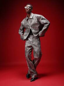 SUMWON Calça Larga Com Estampa De Cobra E Perna Larga, Estilo Streetwear - Cinza - Ver 6