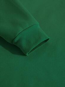 Manfinity Homme Sweatshirt Fleece Pria Model Longgar dengan Bahu Jatuh dan Kerah Bulat, Warna Hijau Zaitun, Tema Natal, Atasan Lengan Panjang - Dark Green - View 5