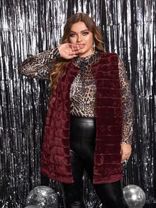 SHEIN Clasi Veste sans manches en fausse fourrure pour femmes grande taille