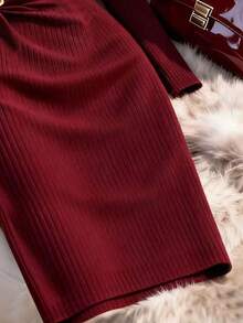 Franclia 优雅高领长袖针织连衣裙，秋冬