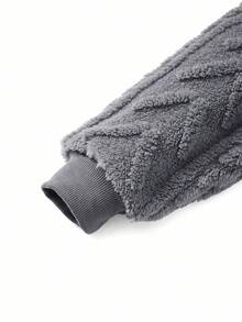 SHEIN Girlism 2 Stücke/Set Tween Mädchen Warm Fuzzy Strukturierte Lose Fit Casual Hoodie Und Jogginghose Set, Herbst - Dunkelgrau - Übersicht 7