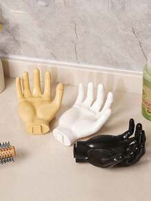 1pc Solid Wall Hook, Creative Hand Design Punch-Free Wall Hook For Home - Black - View 9