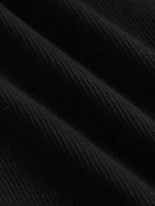 SHEIN Girlism 少女学院风校园装，黑色立领针织毛衣长袖 T 恤和棕色格子百褶裙两件套，休闲秋季 - 棕色 - 查看 5