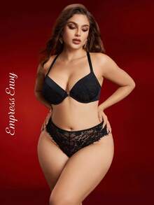 Empress Envy Plus Size Lace Patchwork High Waist Briefs