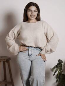 Lupita Cardoza Pull à manches longues minimaliste avec décoration en nœud pour femme, tenue d'hiver décontractée pour tous les jours. Vêtements d'hiver pour femmes, Top à manches longues - Nude - Voir 4