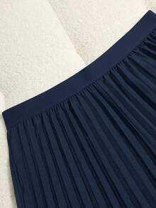 GlowEve CURVE 2件套大码女式无袖上衣和休闲宽松褶皱阔腿裤套装 - 藏蓝色 - 查看 8