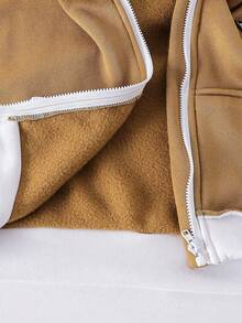 青少年女孩连帽棒球夹克和休闲运动裤套装 - 棕色 - 查看 8