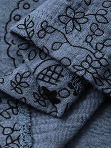 DAZY Bộ đồ ngủ nữ bằng vải chiffon in hoa, kiểu dáng nghỉ dưỡng, trang phục mùa đông. - Màu xanh lam - Xem 7