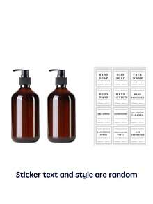 Bộ 2 chai đựng sữa dưỡng thể dạng nhấn 500ml/16oz kèm 12 nhãn chống thấm nước, chai nhựa đựng sữa dưỡng thể có thể tái sử dụng để đựng dầu gội, sữa tắm, dầu xả - Bộ chai rỗng dùng cho phòng tắm khách sạn, trang trí nhà cửa, trang trí mùa thu, trang trí nhà cửa dịp tựu trường. - Nhiều màu - Xem 20