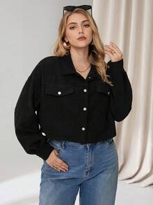 Elaquor Veste ample à manches longues et épaules tombantes en couleur unie pour femmes grandes tailles, automne et hiver. Veste noire, tenues décontractées pour femmes, tenues d'aéroport, vêtements d'hiver pour femmes - Noir - Voir 7