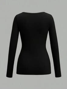 Attitoon 黑灰条纹 V 领长袖 T 恤。哥特十字图案、朋克、Y2K 风格、街头潮流、复古风、返校季、怀旧风、秋季女装、度假风、女士休闲装、秋冬、嘻哈风、Style Core 美学、哥特风、辣妹风 - 白色 - 查看 5