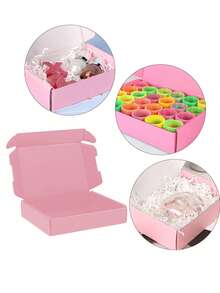 SHEIN 10 piezas Cajas de embalaje de papel corrugado extra duro de 3 capas color rosa, Tamaño: 5,12 x 3,15 x 1 pulgada 10 piezas 5,12 x 3,15 x 1 pulgada Pequeñas cajas de envío por correo, Cajas de cartón corrugado pequeñas para empacar negocios, artesanías, festivales, regalos de Navidad (Rosa)