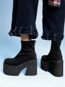 Sugerpunk Giày bốt cao gót đế dày thời trang nữ - màu đen - Xem 6