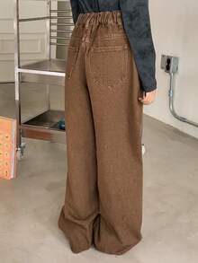 Dazy Kids 女童阔腿牛仔裤 - 棕色 - 查看 2