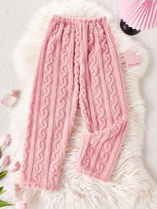 Dream Adore Tween Girl Jacquard Fleece Pink Lounge Pants - Pink - View 1