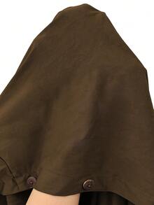 Linhara 大码休闲连帽长款夹克，带大口袋 - 棕色 - 查看 6