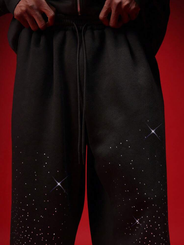 Baggy Rhinestone Star Embellished Sweatpants