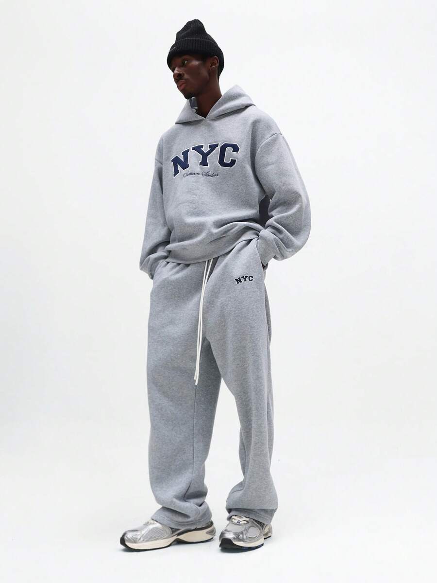 SUMWON NYC Sweatshirt Hoodie Co-Ord Set Oversized Fit Pullover Sweatpants Matching Tracksuit Winter Loungewear Men