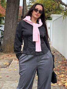 NegzBox Women's Dark Grey Woven Fabric Casual Long Pants With Zipper Detail - Dark Grey - View 4