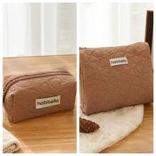 1/2/3 件新款牛津布化妆包高价值大容量便携方便旅行洗漱收纳包，带心形图案的化妆品收纳手提包 - 藕粉色 - 查看 11