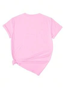 Resyla Women's Casual Crew Neck Short Sleeve Creative KPOP Graphic T-Shirt, Oversized - Pink - View 2