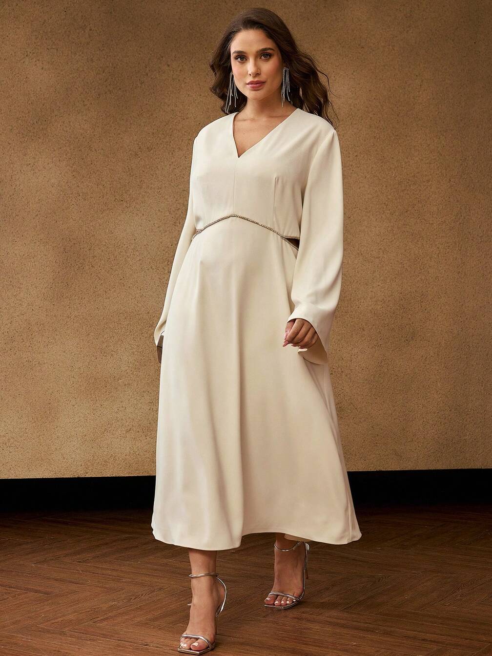 winter party dress plus size NU&NOW Plus Size Women's Lace Patchwork Stand Collar Long Sleeve Bodycon Party  Dress With Slit, Autumn/Winter