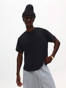 SUMWON Essential Slim Fit Half Sleeve Crew Neck T-Shirt For Everyday Casual Wear - Black - View 6