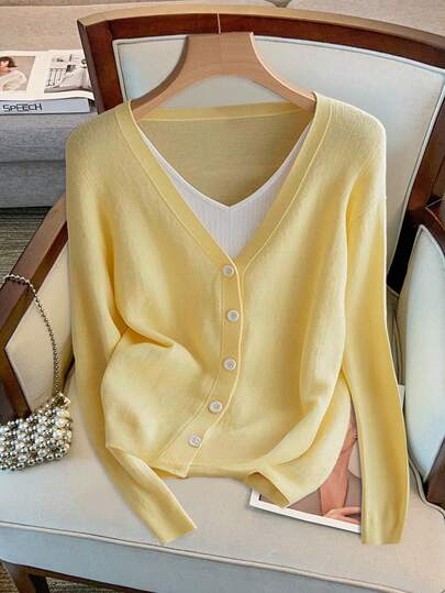 GlowEve CURVE 秋季大码休闲仿两件套长袖毛衣