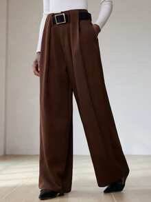 Aveloria Modichic Fashionable Design Sense, Versatile, Commute, Retro, Loose, Draping, Casual Wide Leg Pants - Brown - View 5