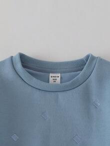 THE HAPPY LOOK 适合秋冬季的年轻女孩蓝色钻石刺绣宽松针织套头衫 - 藍色 - 查看 8